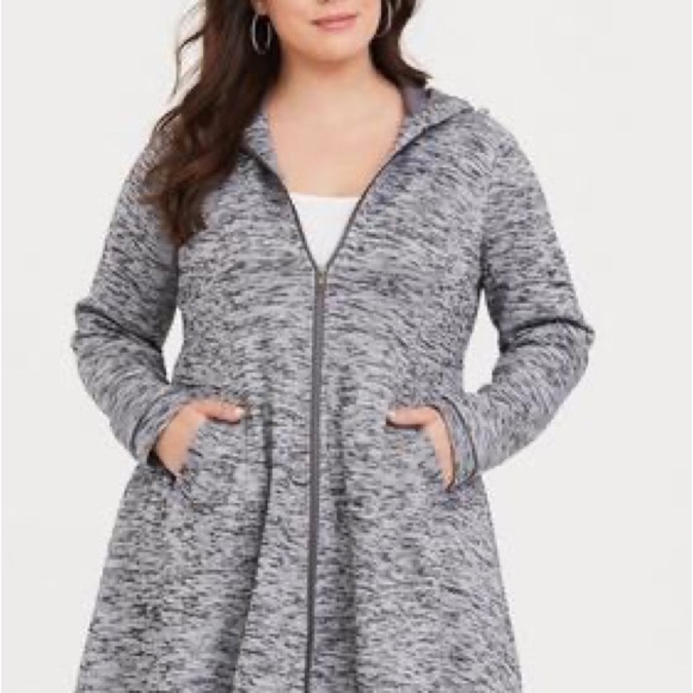 Torrid Grey Space Dye Fit and Flare Coat